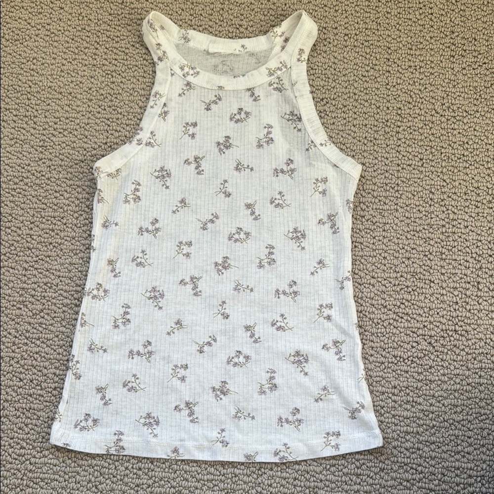Floral Print White Tank Top